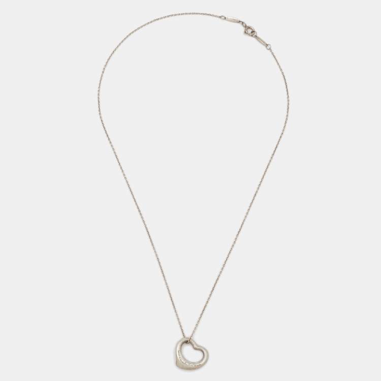 Pre Owned Tiffany & Co. Elsa Peretti Open Heart Sterling Silver Necklace