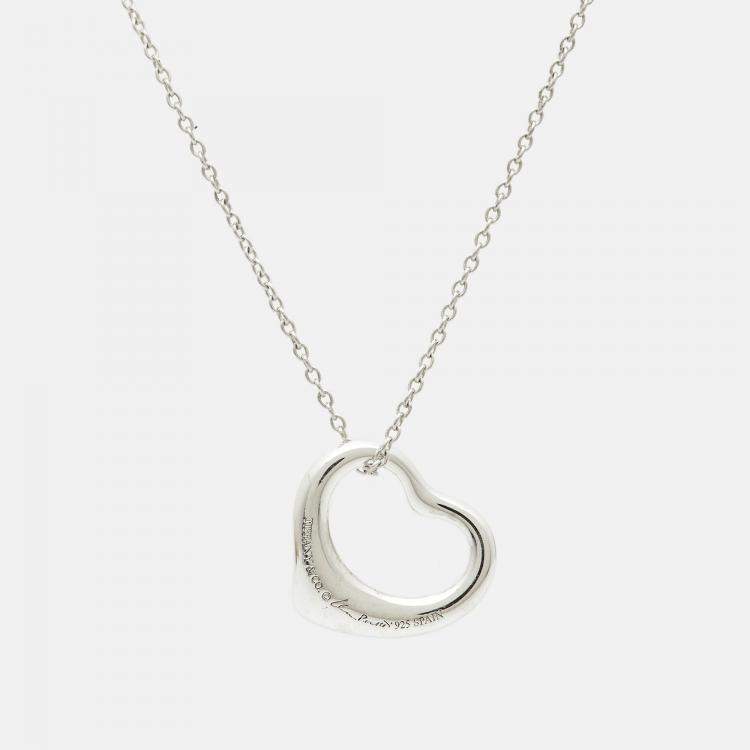 Pre Owned Tiffany & Co. Elsa Peretti Open Heart Sterling Silver Necklace