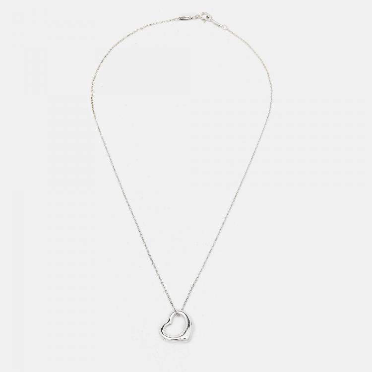 Pre Owned Tiffany & Co. Elsa Peretti Open Heart Sterling Silver Necklace