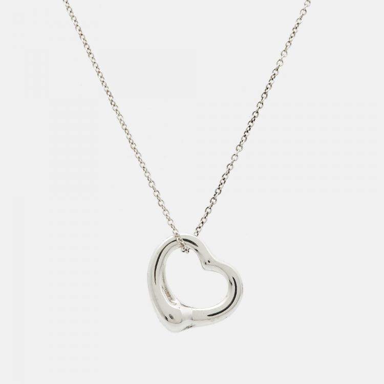 Pre Owned Tiffany & Co. Elsa Peretti Open Heart Sterling Silver Necklace