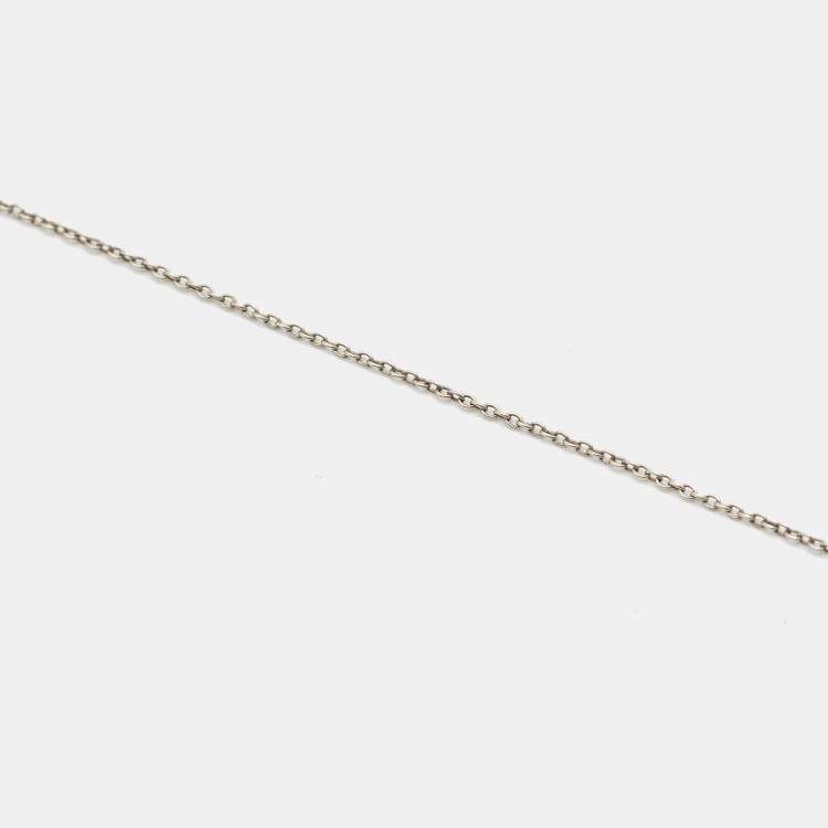 Pre Owned Tiffany & Co. Return to Tiffany Mini Double Heart Tag Pendant Blue Enamel Sterling Silver Chain Necklace