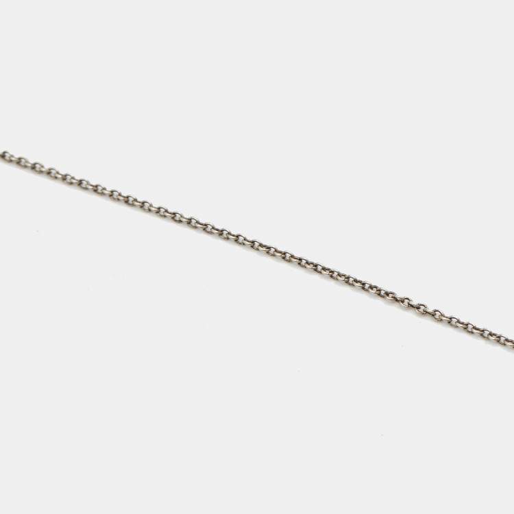 Pre Owned Tiffany & Co. Return to Tiffany Blue Enamel Double Heart Tag Sterling Silver Necklace