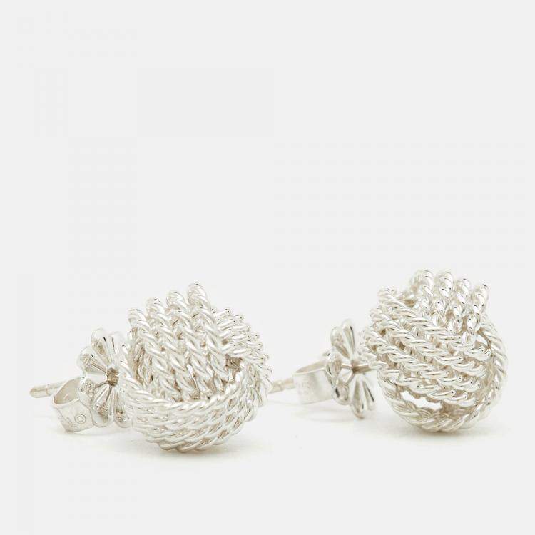 Pre Owned Tiffany & Co. Knot Sterling Silver Earrings
