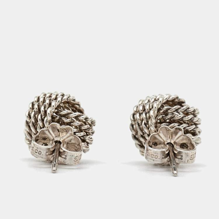 Pre Owned Tiffany & Co. Knot Sterling Silver Earrings