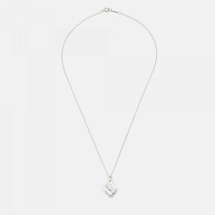Pre Owned Tiffany & Co. Atlas Cube Sterling Silver Necklace