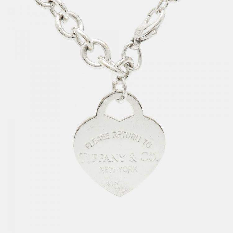 Pre Owned Tiffany & Co. Return to Tiffany Sterling Silver Heart Tag Large Charm Bracelet