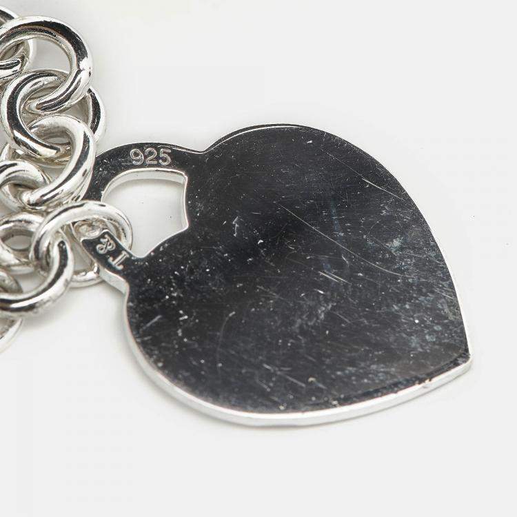 Pre Owned Tiffany & Co. Return to Tiffany Sterling Silver Heart Tag Large Charm Bracelet
