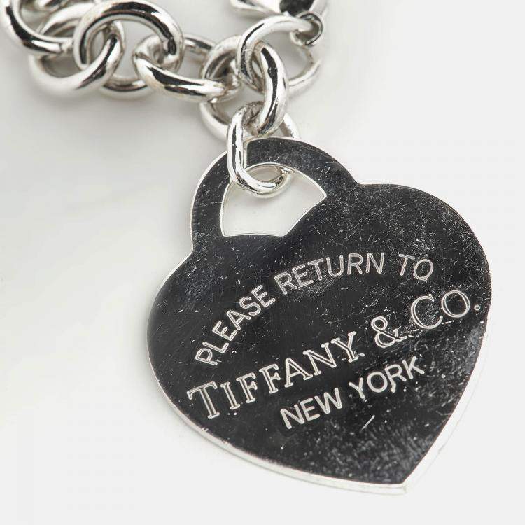 Pre Owned Tiffany & Co. Return to Tiffany Sterling Silver Heart Tag Large Charm Bracelet
