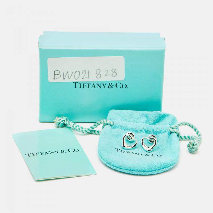 Pre Owned Tiffany & Co. Elsa Peretti Open Heart Sterling Silver Earrings