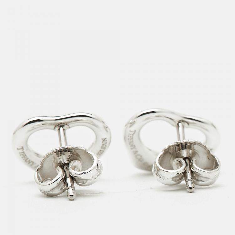 Pre Owned Tiffany & Co. Elsa Peretti Open Heart Sterling Silver Earrings