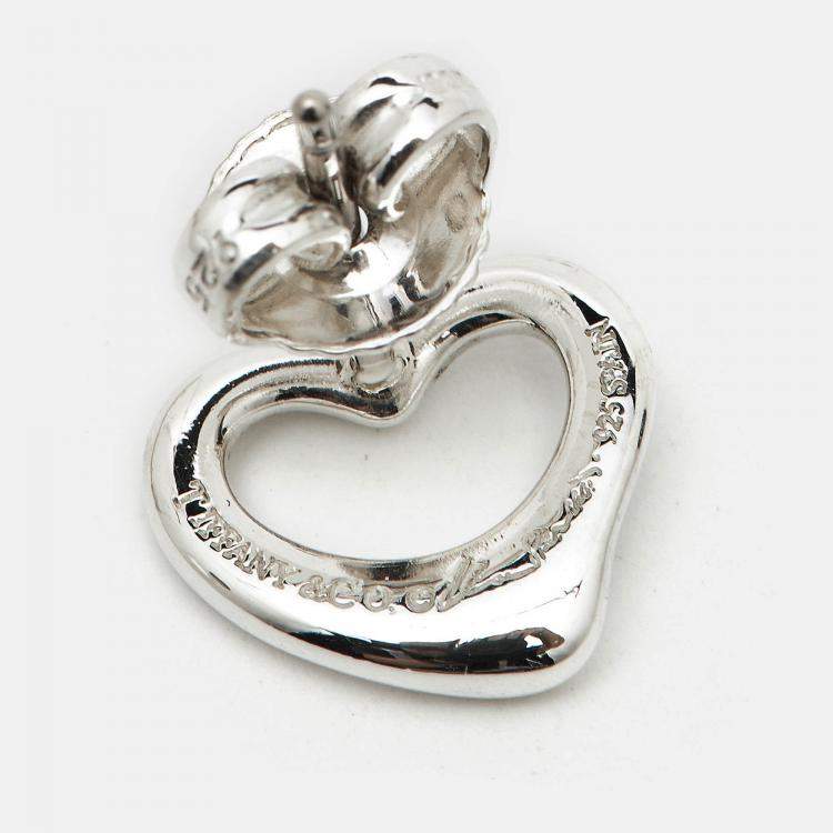 Pre Owned Tiffany & Co. Elsa Peretti Open Heart Sterling Silver Earrings