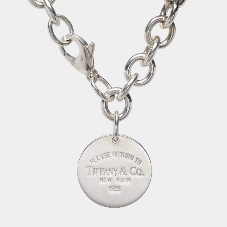 Pre Owned Tiffany & Co. Return to Tiffany Sterling Silver Round Tag Charm Bracelet