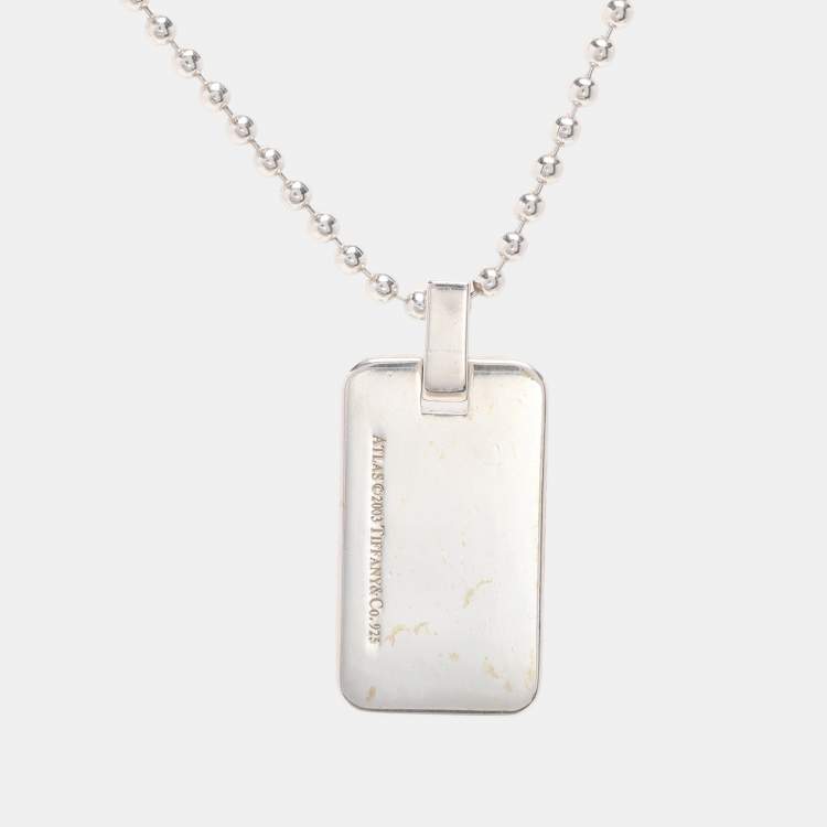 Pre Owned Tiffany & Co. Silver Atlas Tag Pendant Necklace