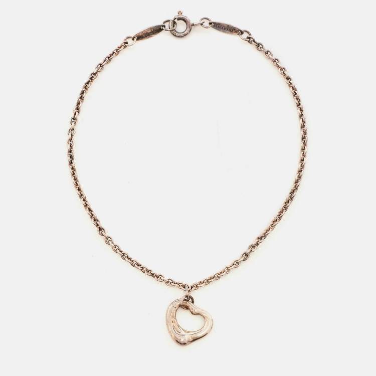 Pre Owned Tiffany & Co. Elsa Peretti Sterling Silver Open Heart Bracelet