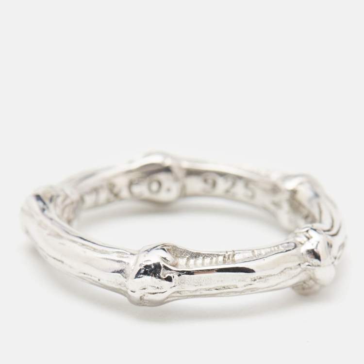 Pre Owned Tiffany & Co. Bamboo Sterling Silver Band Ring Size 52