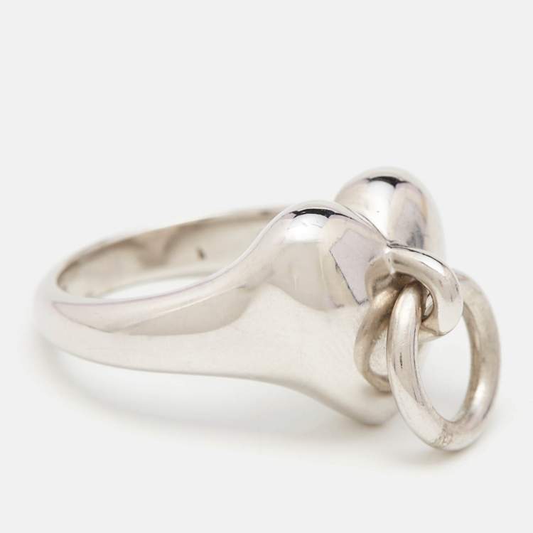 Pre Owned Tiffany & Co. Heart Door Knocker Sterling Silver Ring Size 52