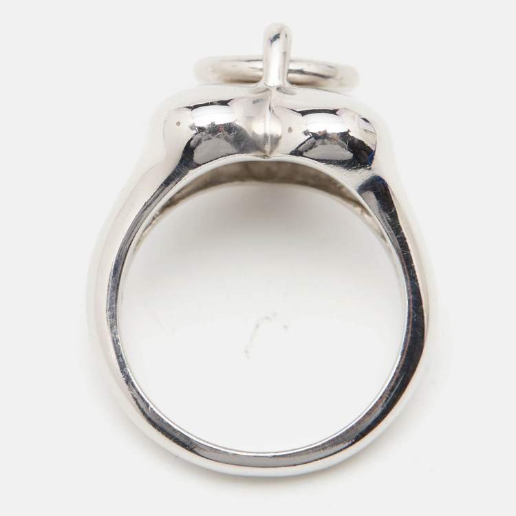 Pre Owned Tiffany & Co. Heart Door Knocker Sterling Silver Ring Size 52