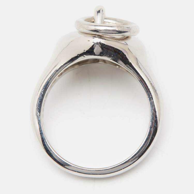 Pre Owned Tiffany & Co. Heart Door Knocker Sterling Silver Ring Size 52