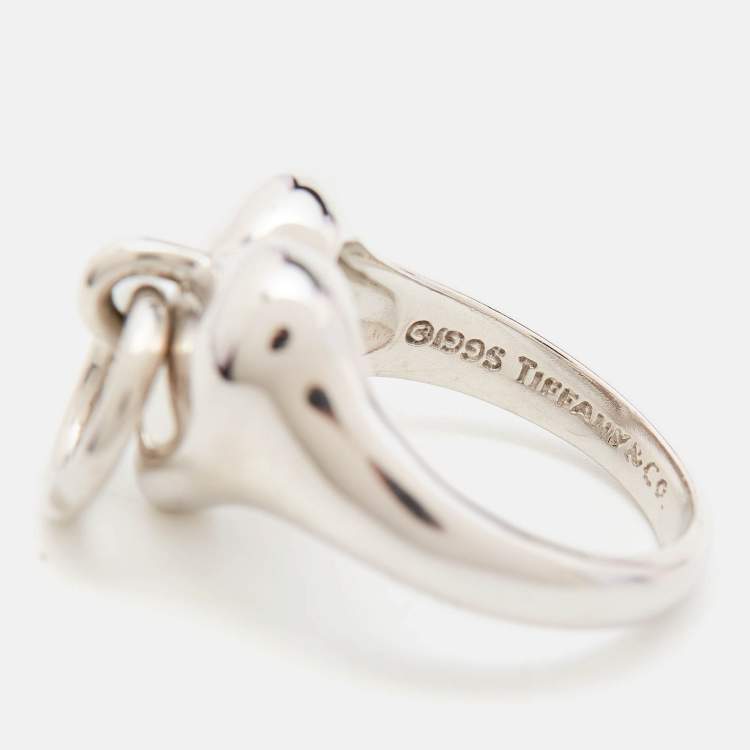 Pre Owned Tiffany & Co. Heart Door Knocker Sterling Silver Ring Size 52