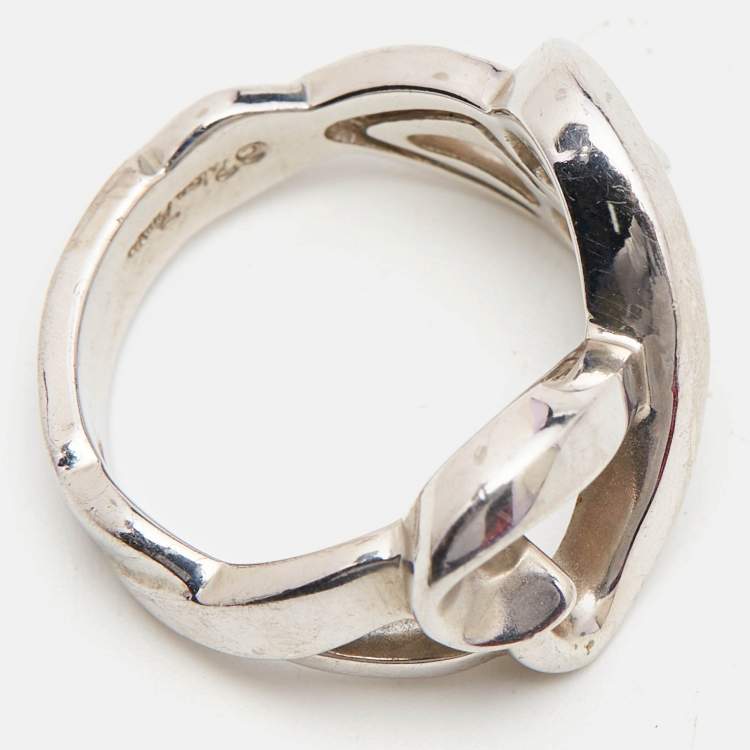 Pre Owned Tiffany & Co.Paloma Picasso Heart Sterling Silver Ring  Size 52