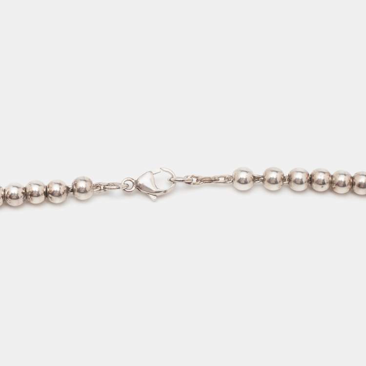 Pre Owned Tiffany & Co. Return to Tiffany Beads Sterling Silver Heart Tag Necklace