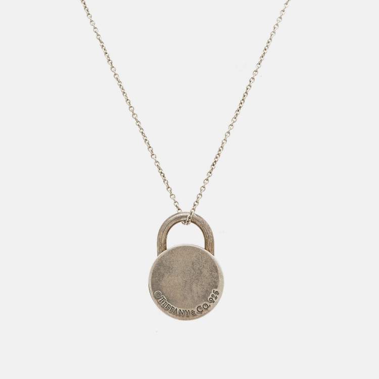 Pre Owned Tiffany & Co. 1837 Silver 925 Round Padlock Pendant Necklace