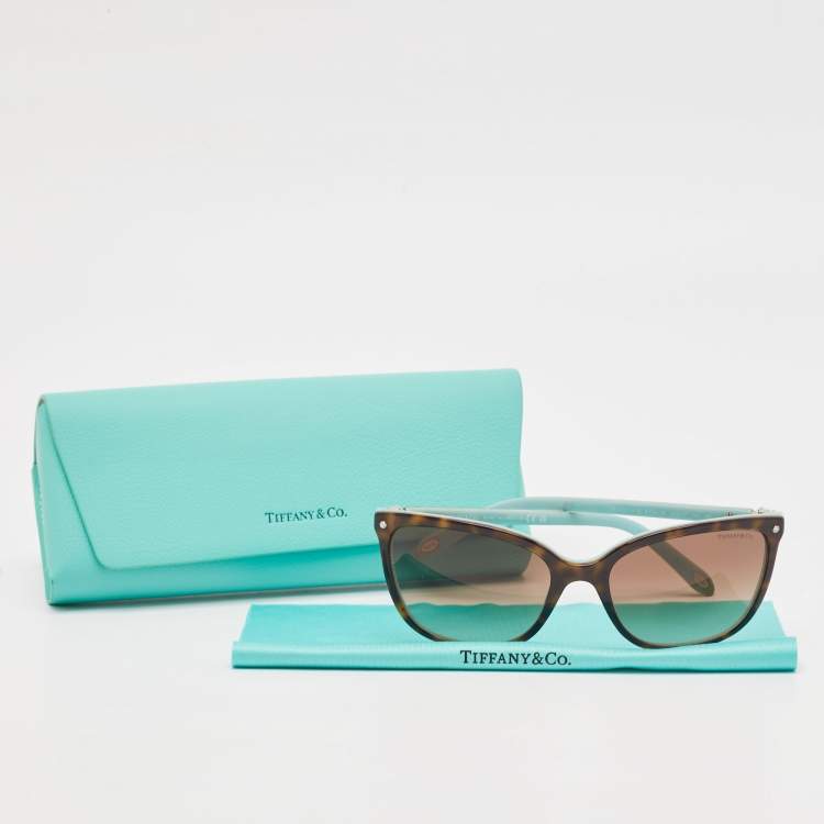 Pre Owned Tiffany & Co. Brown/Blue Gradient TF 4105 Crystals Cat Eye Sunglasses