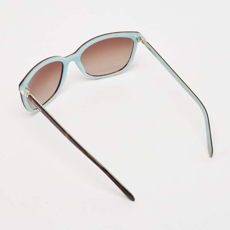 Pre Owned Tiffany & Co. Brown/Blue Gradient TF 4105 Crystals Cat Eye Sunglasses