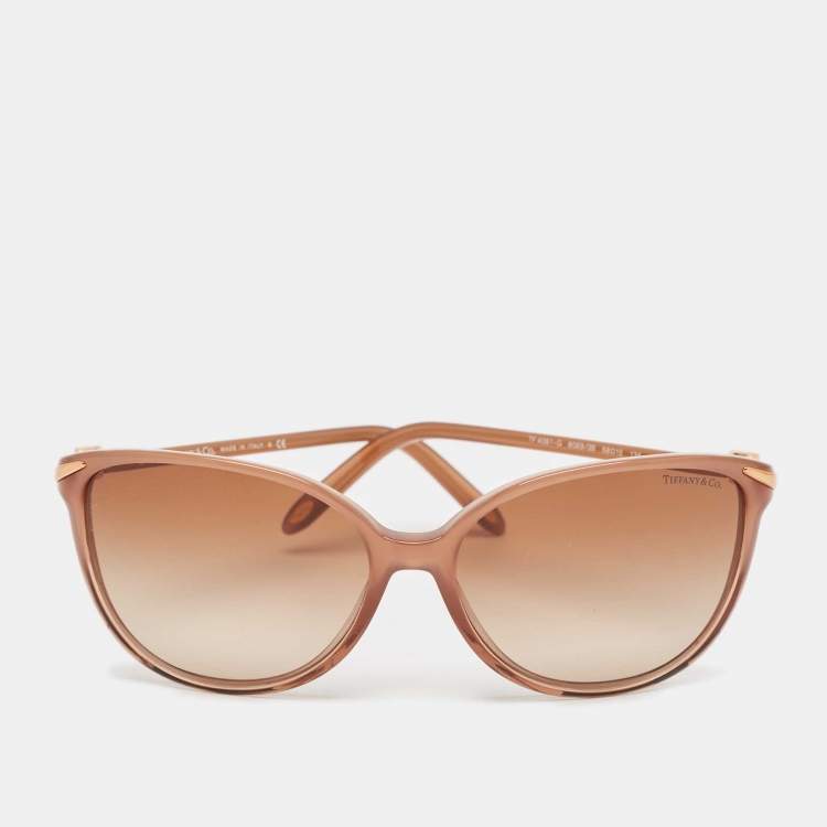 Pre Owned Tiffany & Co. Brown Gradient TF4061-G Crystals Cat Eye Sunglasses