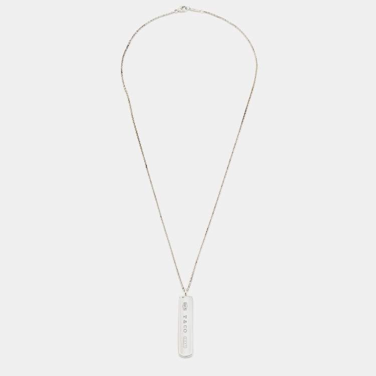 Pre Owned Tiffany & Co. 1837 Sterling Silver Bar Pendant Necklace
