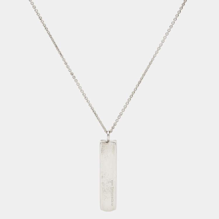 Pre Owned Tiffany & Co. 1837 Sterling Silver Bar Pendant Necklace