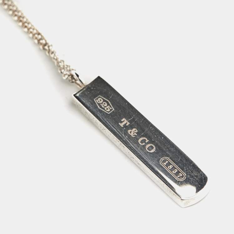 Pre Owned Tiffany & Co. 1837 Sterling Silver Bar Pendant Necklace