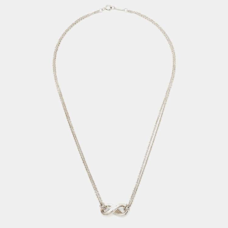 مملوكة مسبقًا Tiffany & Co. Infinity Double Strand Sterling Silver Necklace