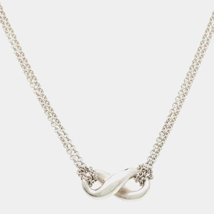 مملوكة مسبقًا Tiffany & Co. Infinity Double Strand Sterling Silver Necklace