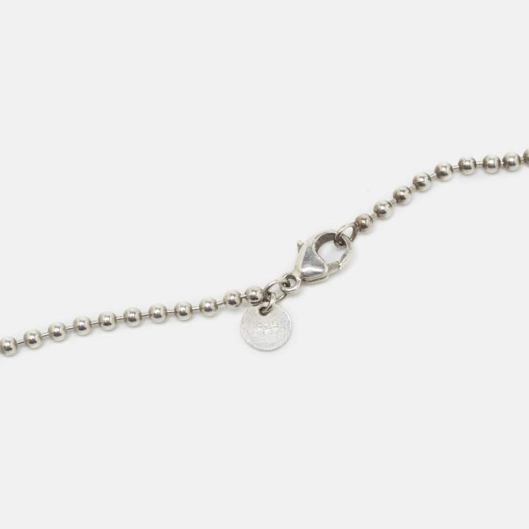 Pre Owned Tiffany & Co. Return To Tiffany Oval Tag Silver Beaded Chain Necklace