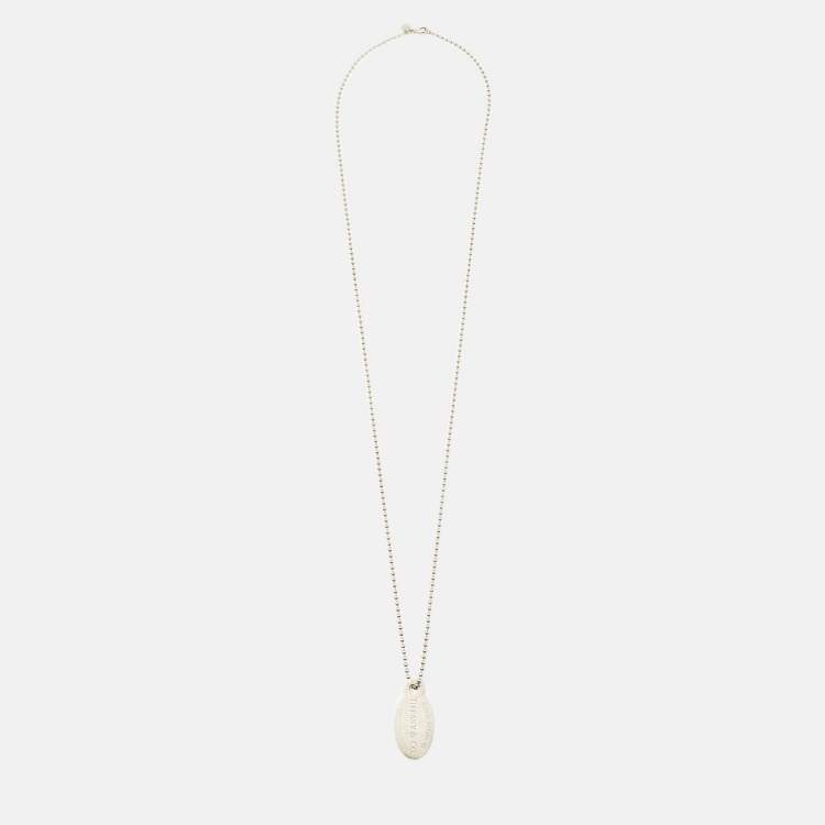 Pre Owned Tiffany & Co. Return To Tiffany Oval Tag Silver Beaded Chain Necklace