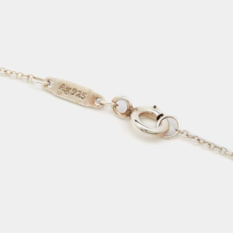 Pre Owned Tiffany & Co. Return to Tiffany Enamel Heart Tag Diamond Sterling Silver Necklace