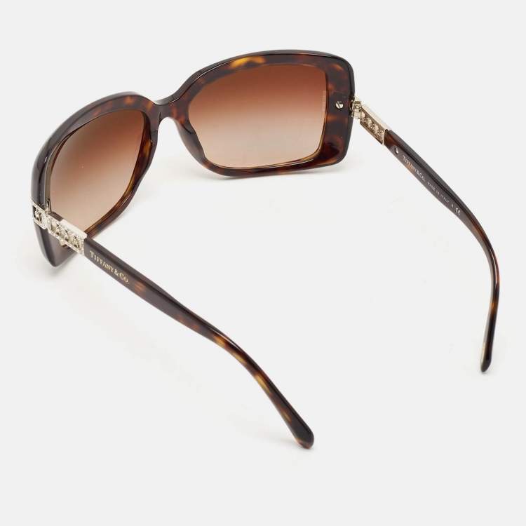 Pre Owned Tiffany & Co. Tortoise Brown Gradient TF 4025-B Rectangular Sunglasses