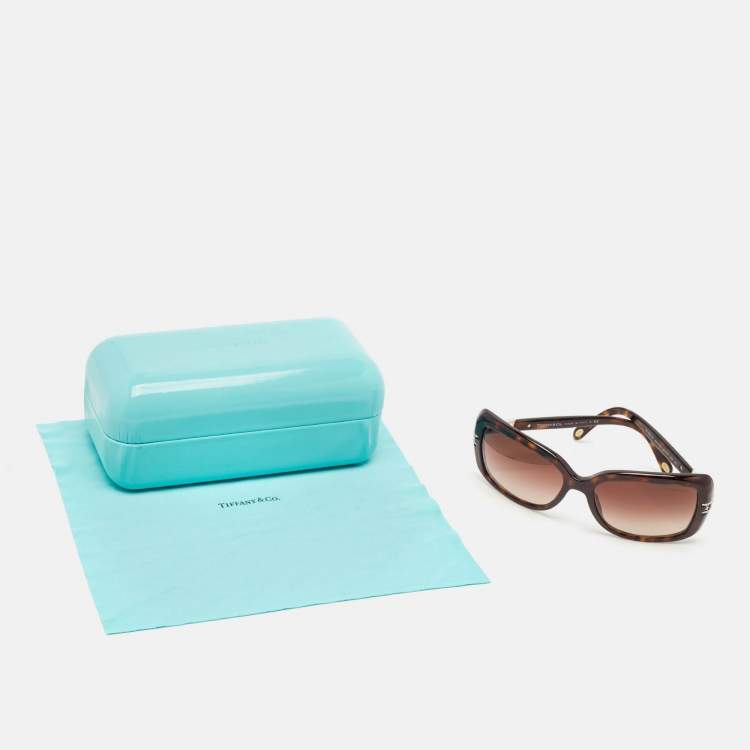 Pre Owned Tiffany & Co. Tortoise Brown Gradient TF 4025-B Rectangular Sunglasses