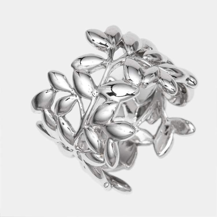 مملوكة مسبقًا Tiffany & Co. Paloma Picasso Olive Leaf Sterling Silver 925 Ring Size 52