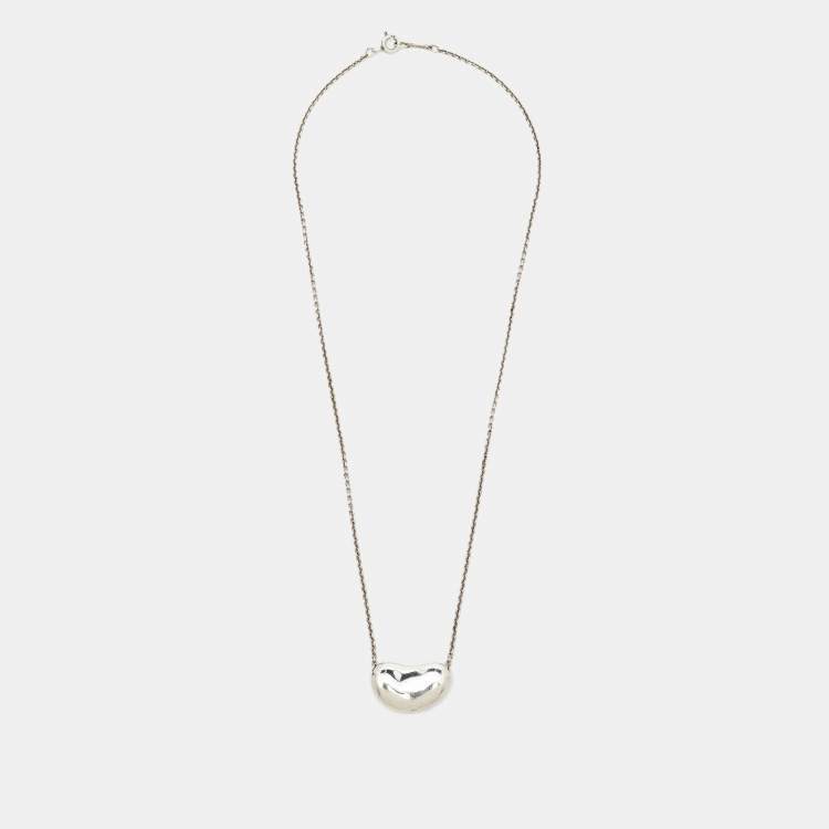 Pre Owned Tiffany & Co. Elsa Peretti Bean Sterling Silver 925 Pendant Necklace