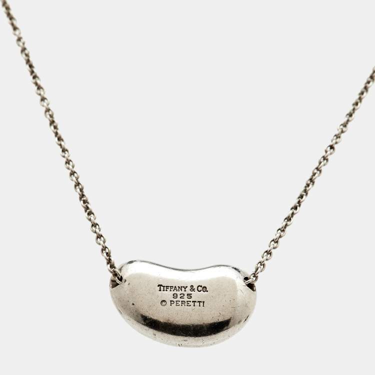 Pre Owned Tiffany & Co. Elsa Peretti Bean Sterling Silver 925 Pendant Necklace