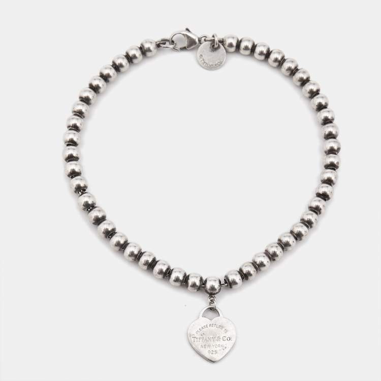 Pre Owned Tiffany & Co. Return To Tiffany Enamel Sterling Silver Bead Bracelet