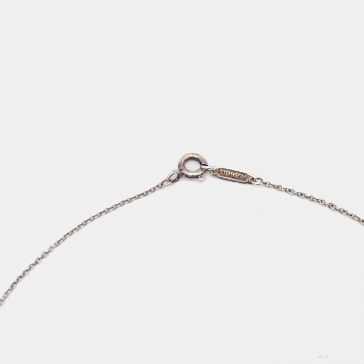 Pre Owned Tiffany & Co. Return To Tiffany Double Heart Tag Enamel Sterling Silver Pendant Necklace