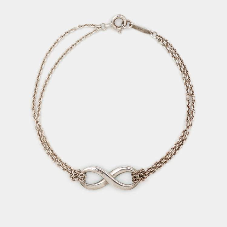 Pre Owned Tiffany & Co.  Infinity Blue Enamel Sterling Silver Bracelet