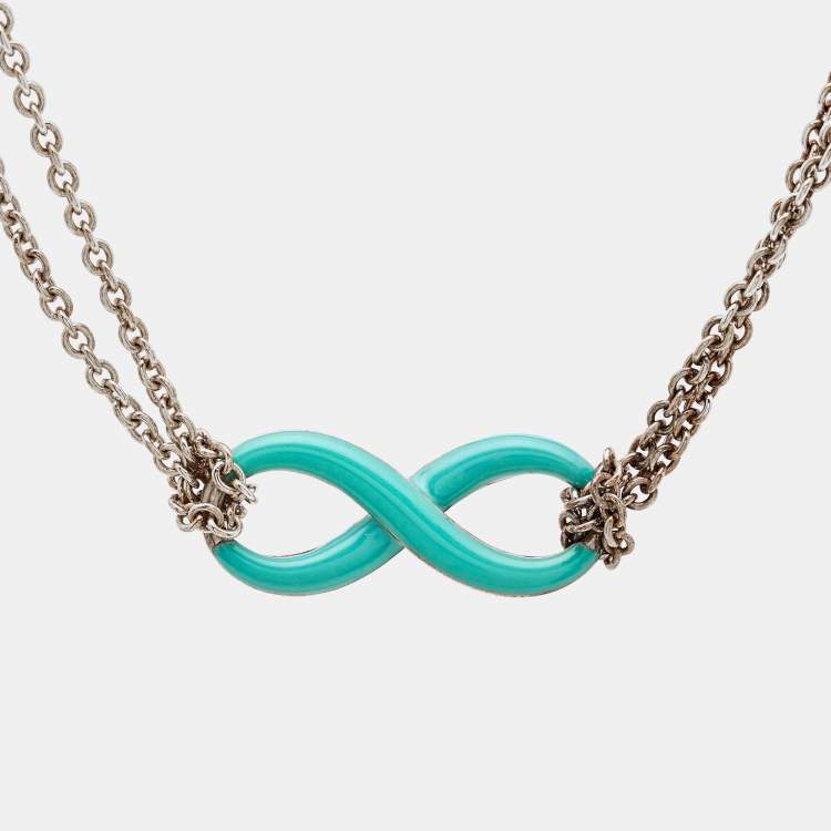 Pre Owned Tiffany & Co.  Infinity Blue Enamel Sterling Silver Bracelet