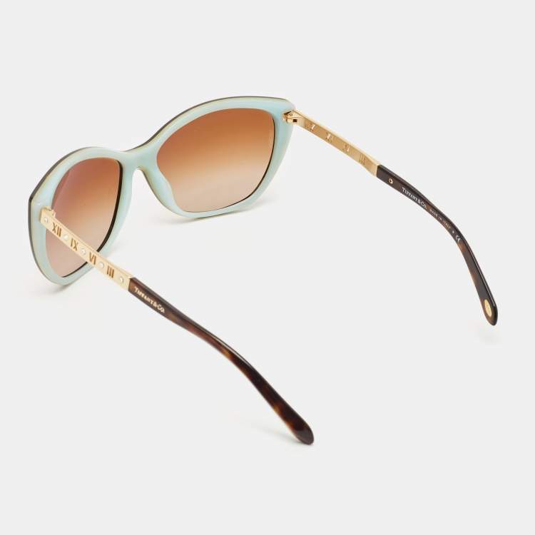 Pre Owned Tiffany & Co. Brown/Blue Gradient TF 4094 -B Atlas Cat Eye Sunglasses 