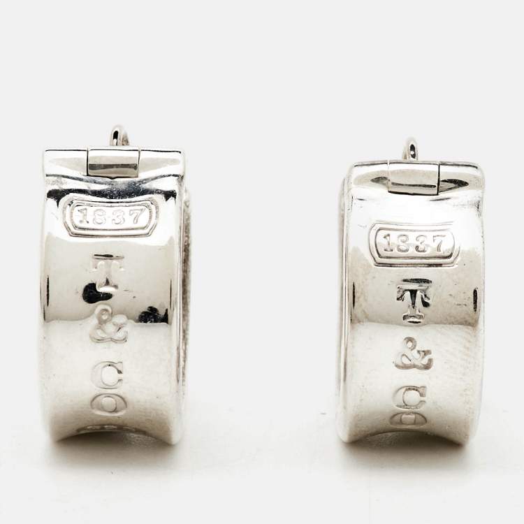 Pre Owned Tiffany & Co. Tiffany 1837 Sterling Silver Hoop Earring