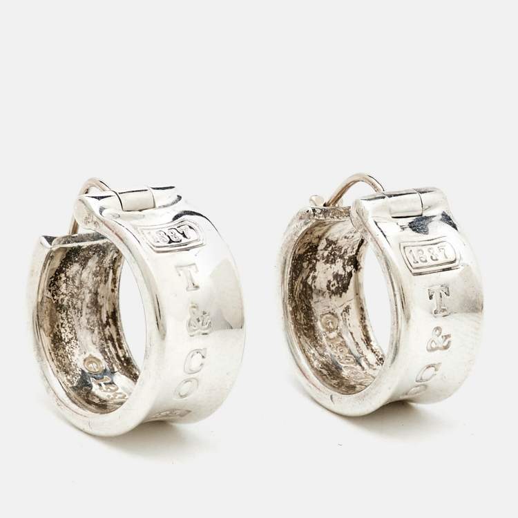 Pre Owned Tiffany & Co. Tiffany 1837 Sterling Silver Hoop Earring