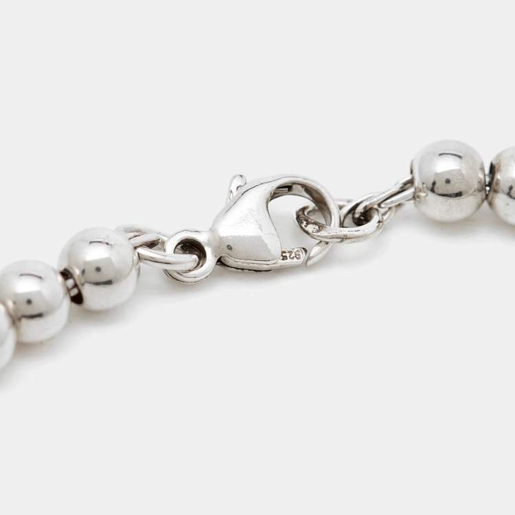 Pre Owned Tiffany & Co. Return to Tiffany Heart Tag Sterling Silver Beads Bracelet 